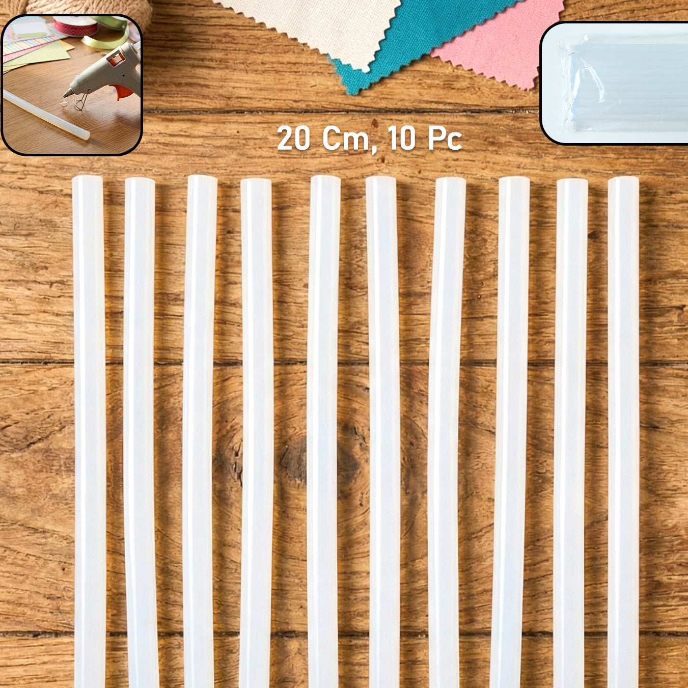 20 cm Hot Melt Glue Sticks - Strong Adhesive for Crafts & Repairs (10 Pc Set) - Happy Price - Image 1