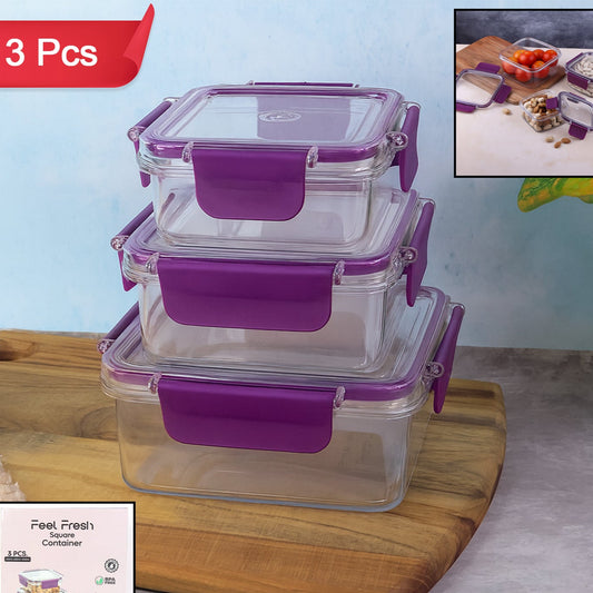 Airtight Square Food Container Set - 3 Piece BPA-Free Kitchen Storage - Happy Price - Image 1