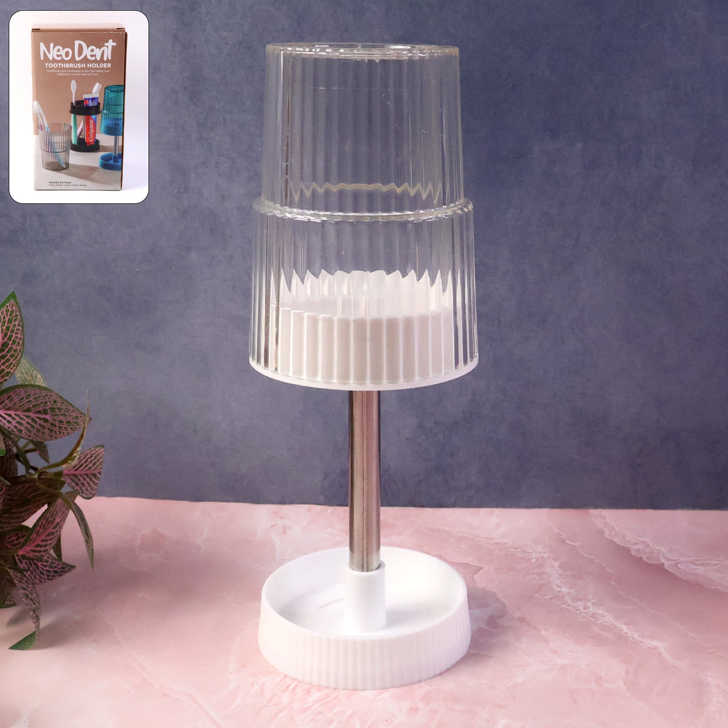 Rotating Bathroom Toothbrush Holder Stand with Organizer Tray and Cup (1 Pc) - Happy Price - Image 2