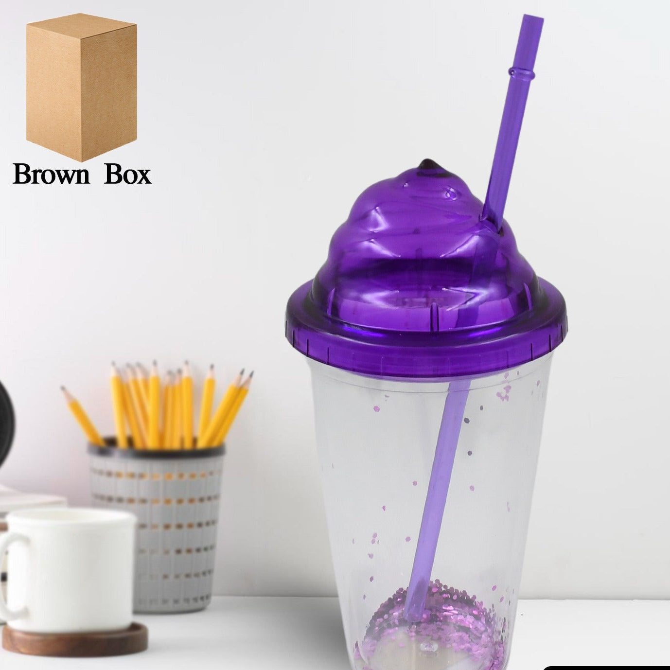 High Quality Plasticcreative Cold Drink Cup  Tumble Reusable Tea Coffee Tumbler With Lid And Straw Double Wall Plastic Drinking Sport Bottletravel Tumbler (1 Pc  Mix Color) - Happy Price - Image 1