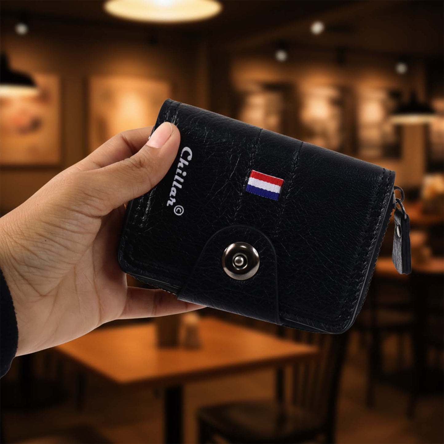 Compact Zip-Around Card Holder Wallet with Snap Closure - 1 Pc - Happy Price - Image 4