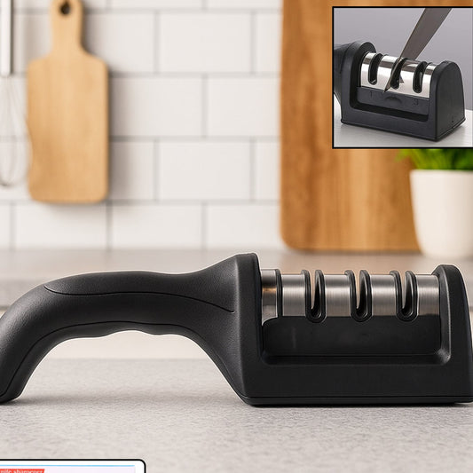 Manual Red Knife Sharpener 3 Stage Sharpening Tool For Ceramic Knife And Steel Knives. - Happy Price - Image 1