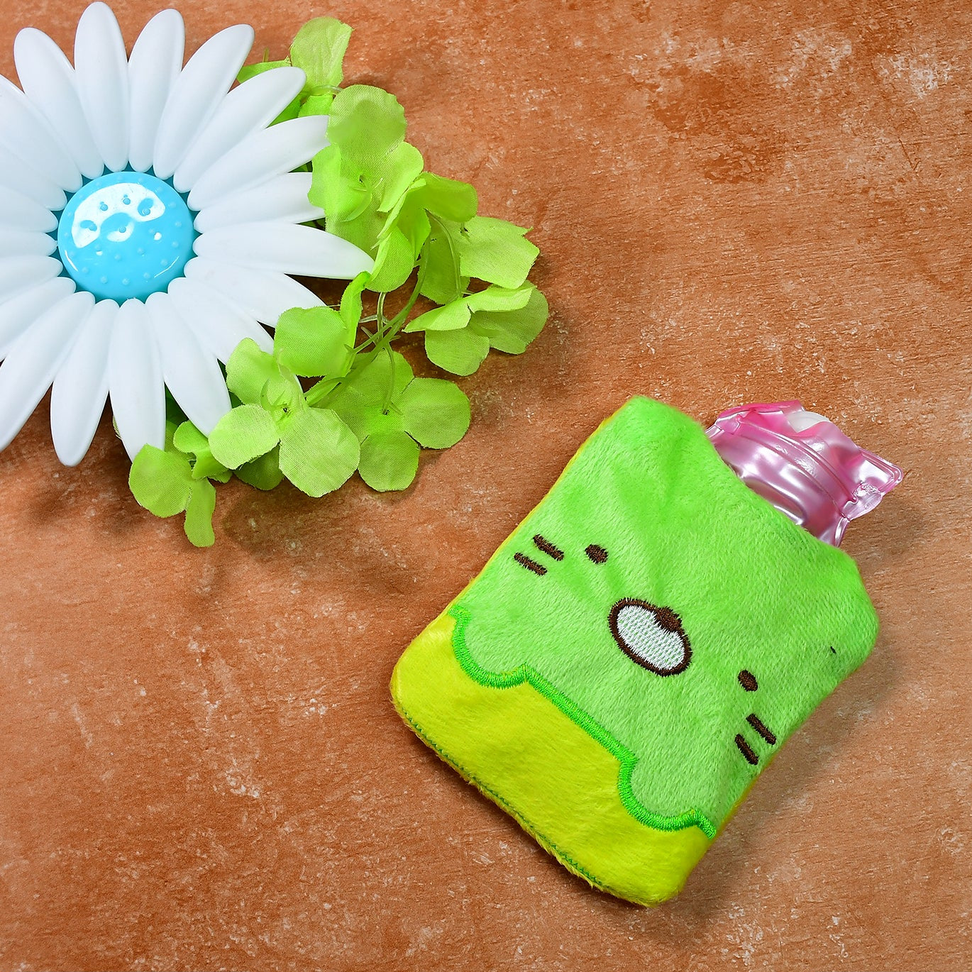 Green Kitty Small Hot Water Bag With Cover For Pain Relief Neck Shoulder Pain And Hand Feet Warmer Menstrual Cramps. - Happy Price - Image 1