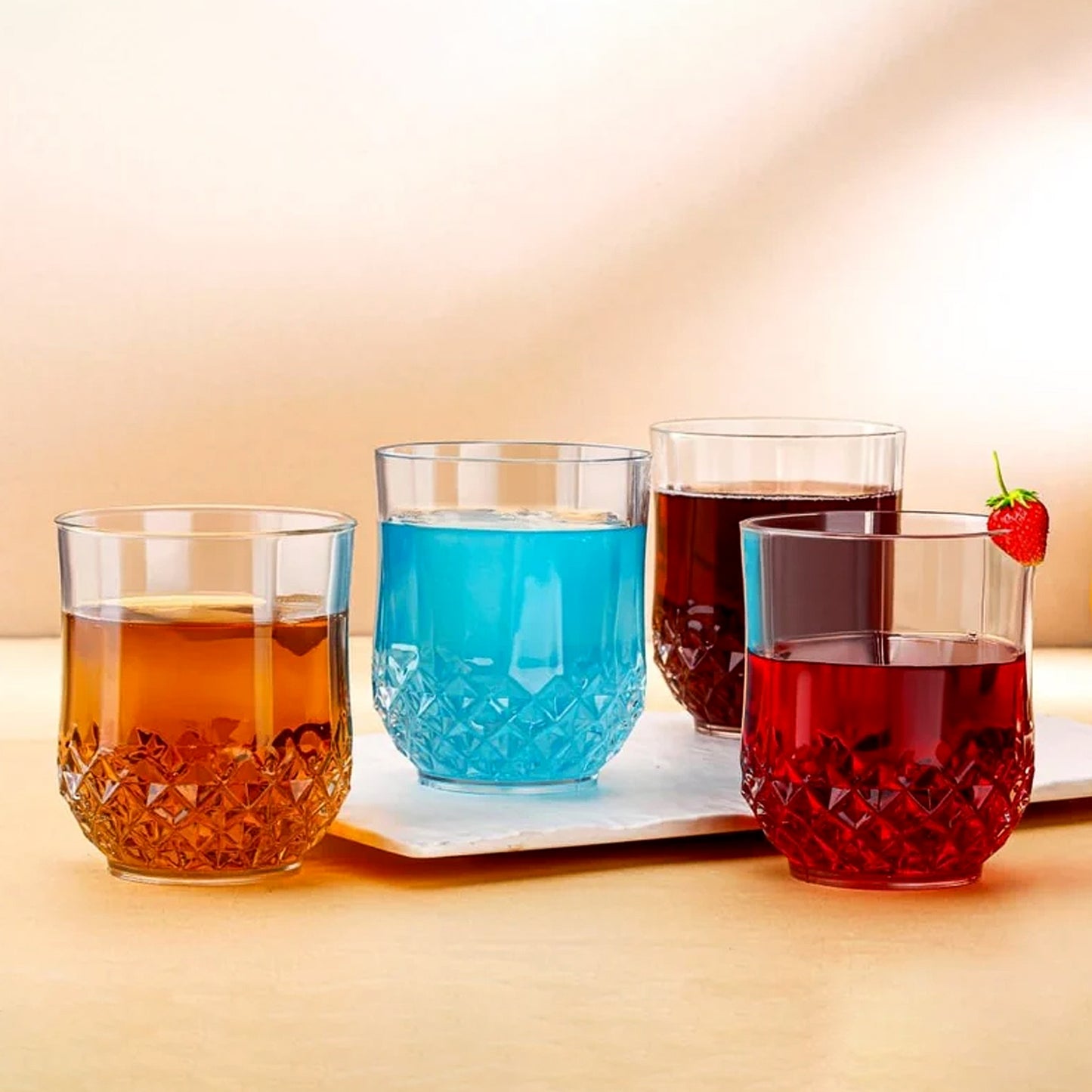 Transparent Diamond Pattern Glass Set - 6 Pcs - Happy Price - Image 4