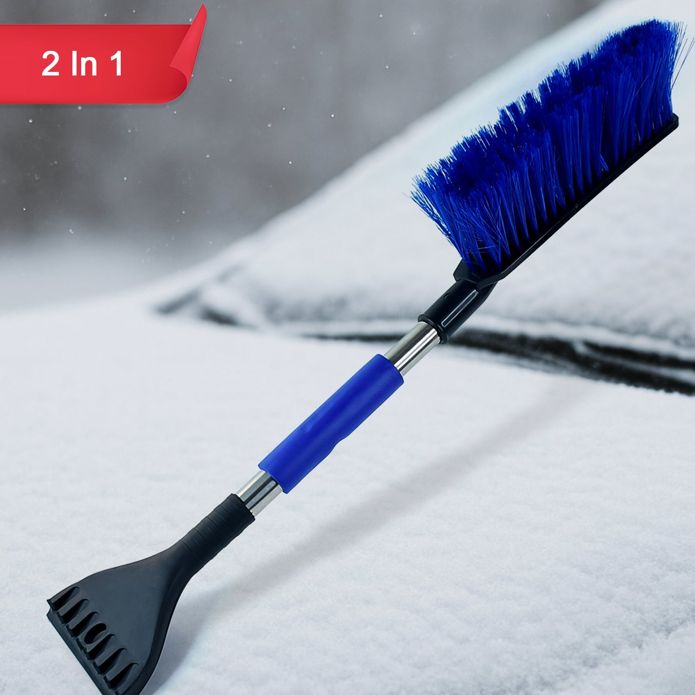 Ice Scraper Car Snow Brush 2 In 1 Comfortable Grip (1 Pc  67 Cm Long) - Happy Price - Image 1