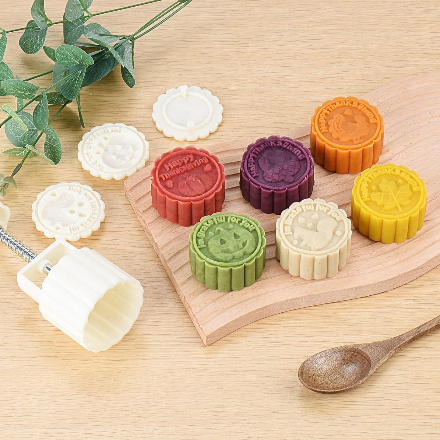Mooncake Press Mold Set with 4 Floral Pattern Stamps - Food-Grade Plastic Baking Tool - Happy Price - Image 5