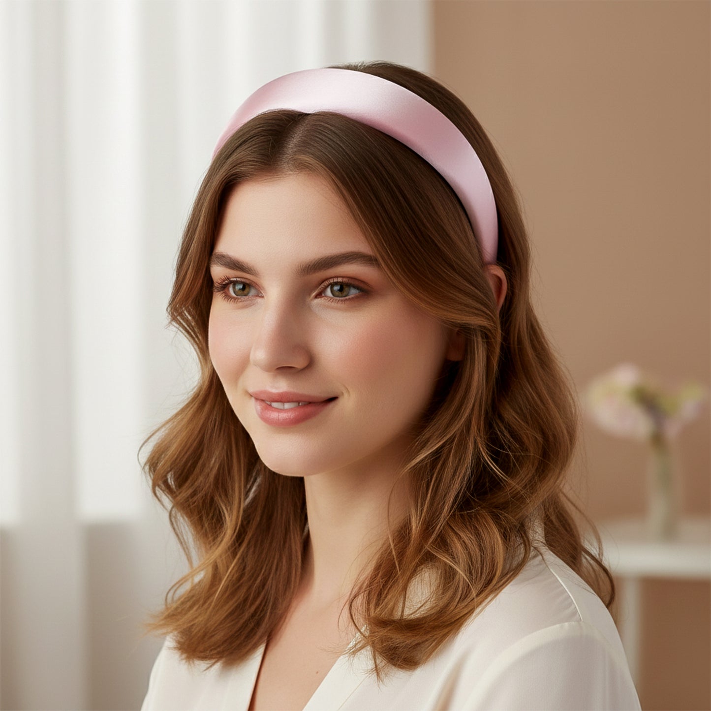 Padded Satin Finish Wide Hairband (1 Pc) - Comfortable Fashion Headband for Women - Happy Price - Image 5