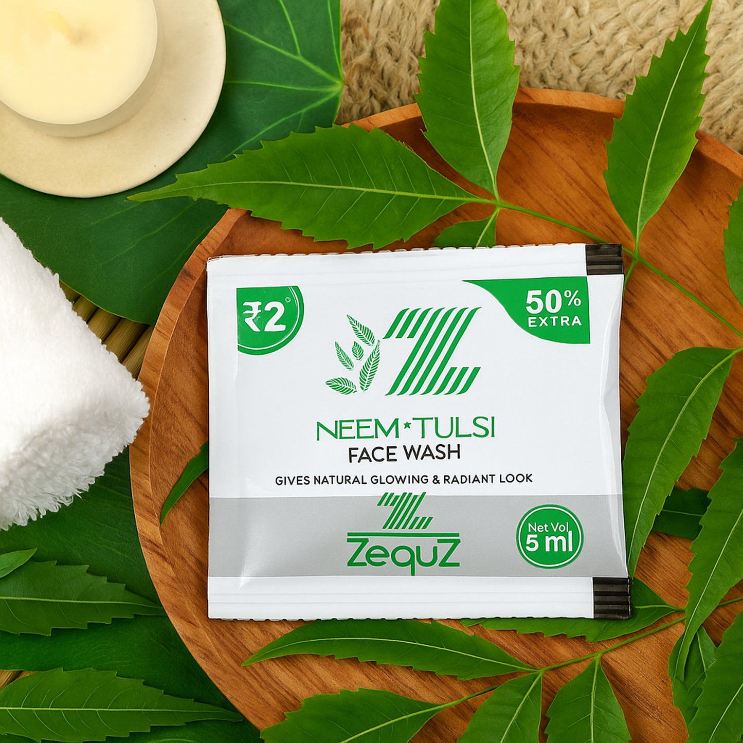 Zequz Neem Tulsi Herbal Face Wash Sachet - 5ml Single Use Pack - Happy Price - Image 4