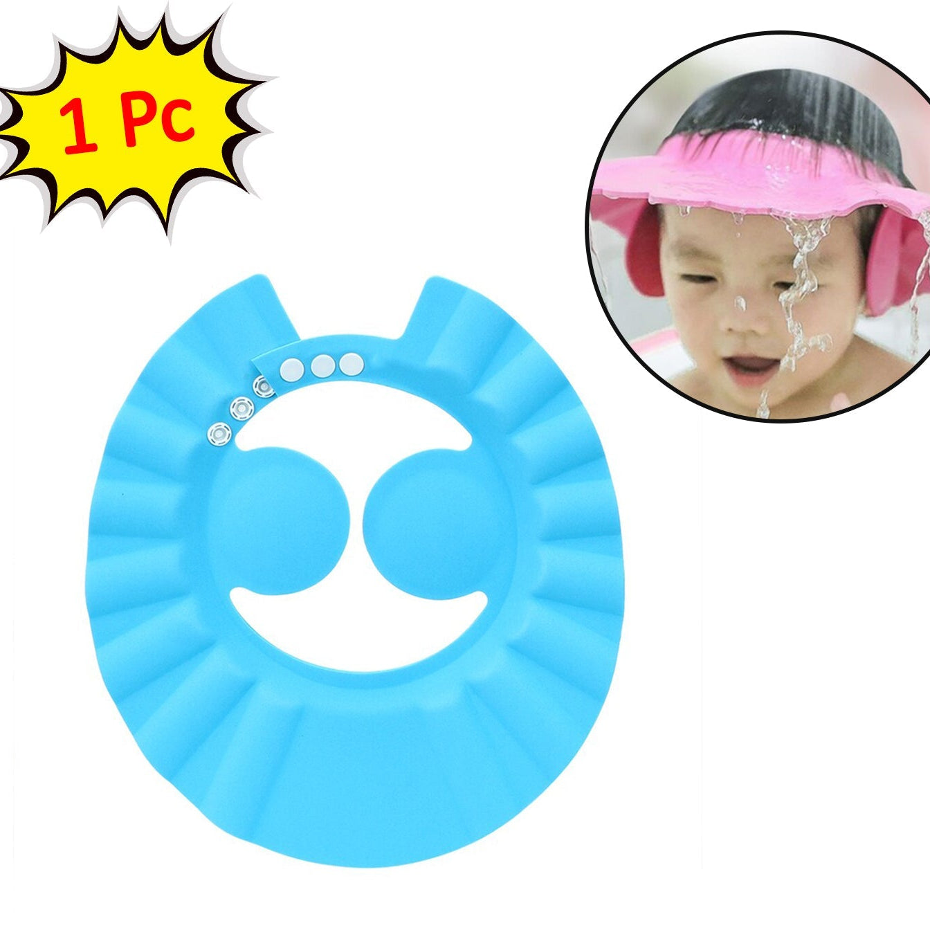 a Adjustable Safe Soft Bathing Baby Shower Cap - Happy Price - Image 1