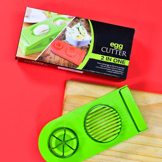 2 In 1 Double Cut Boiled Egg Cutter With Stainless Steel Wire For Easy Slicing Of Boiled Eggs. - Happy Price - Image 1