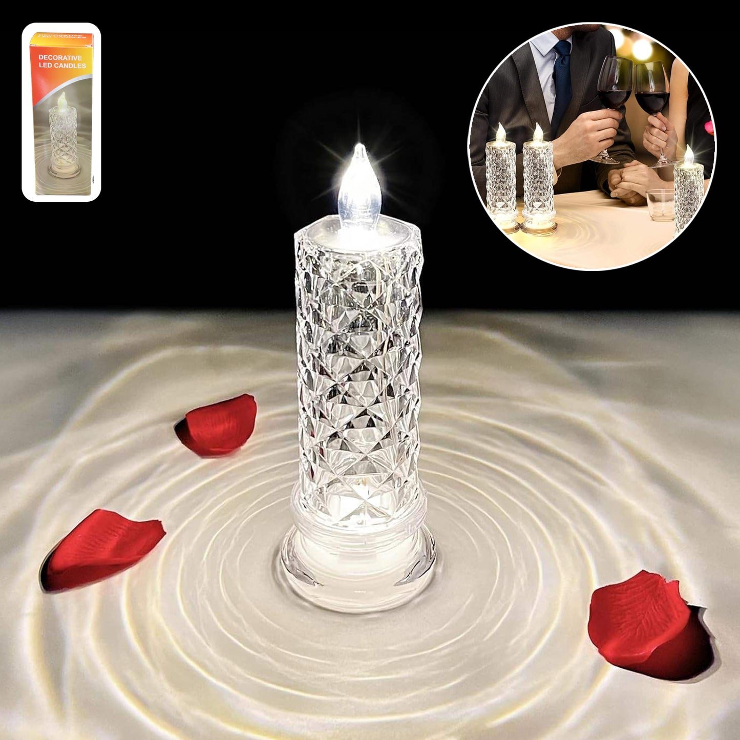 Decorative Crystal Effect LED Candle Light - Flameless & Safe Ambiance (1 Pc) - Happy Price - Image 6