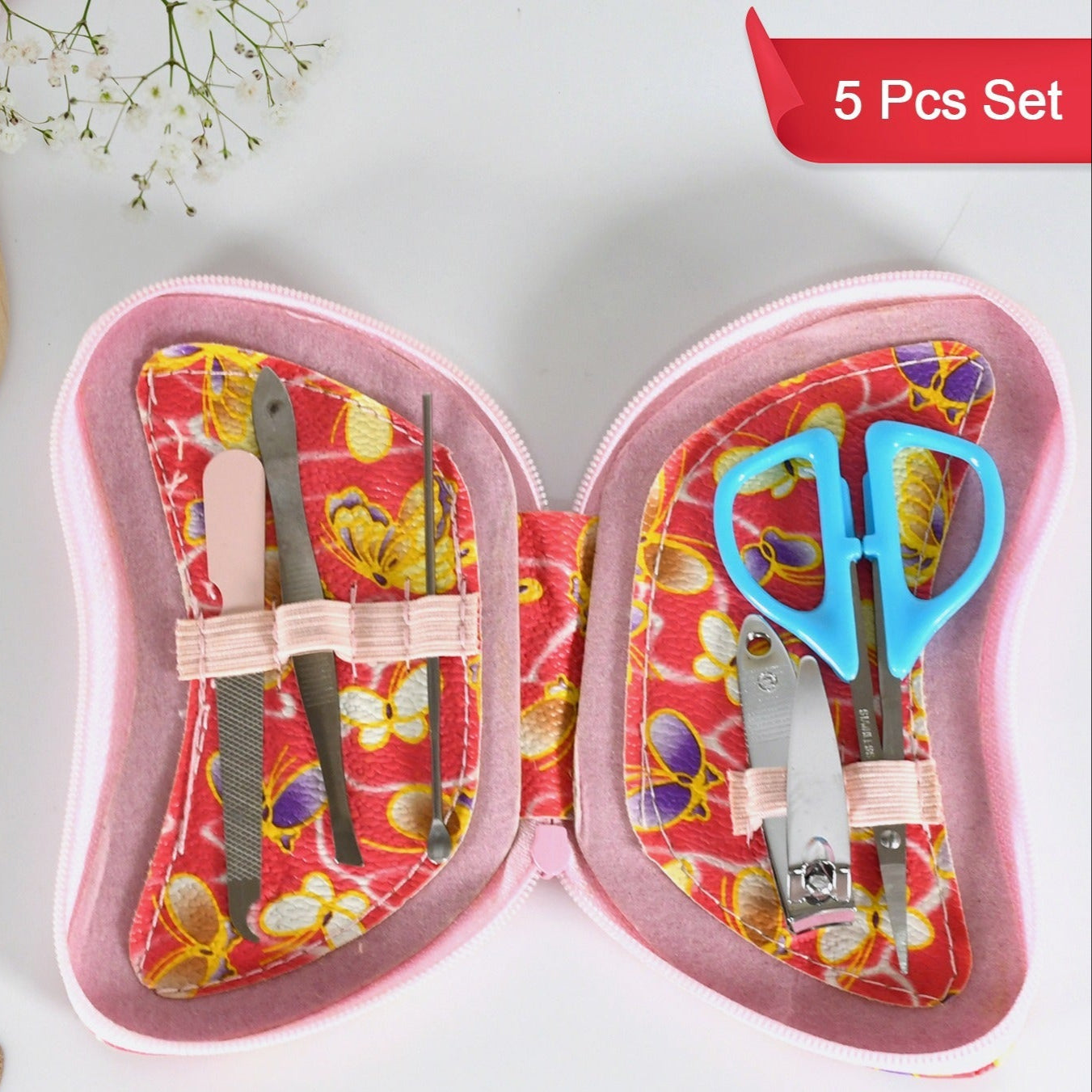 5 In 1 Stainless Steel Professional Manicure Set Nail Cutter For Women Nail Scissors Luxury Grooming Kit. - Happy Price - Image 1