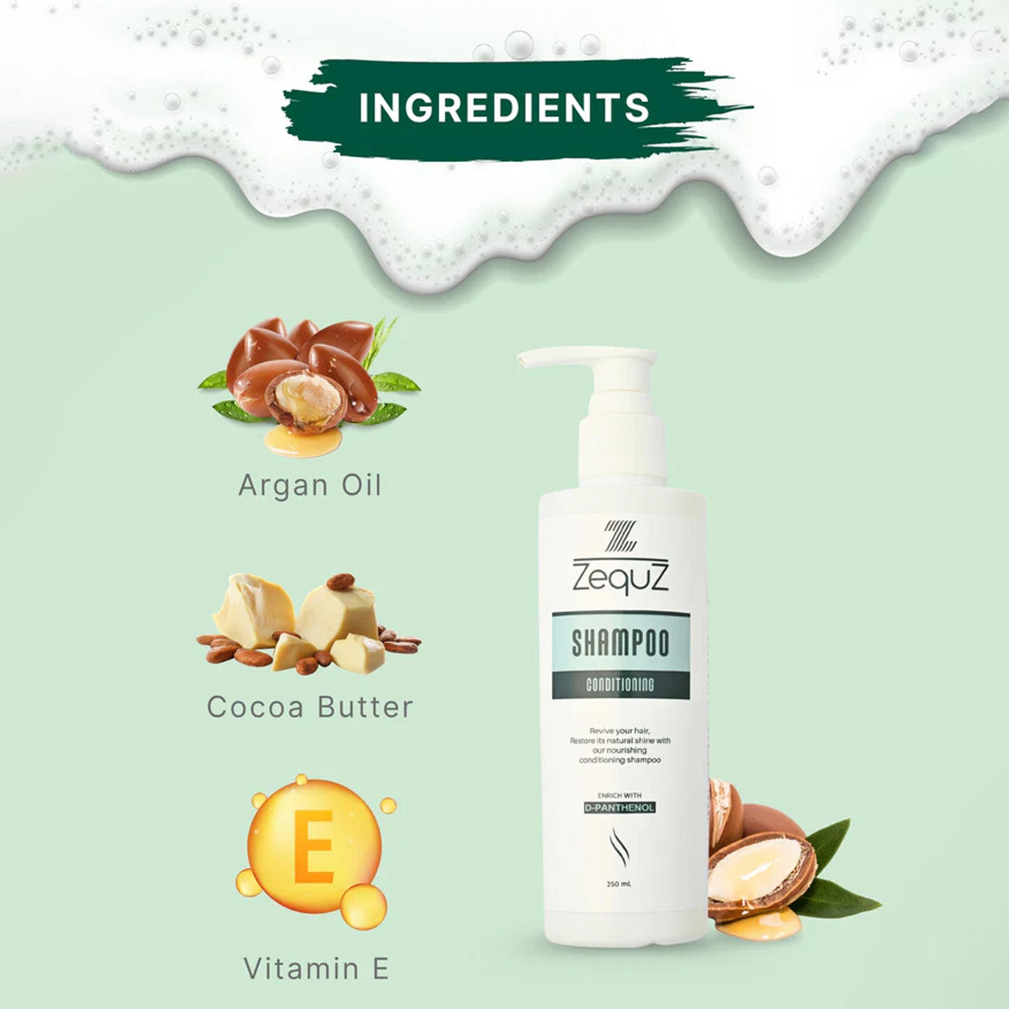 Zequz Conditioning Shampoo with D-Panthenol - 250 ML for Soft, Smooth Hair - Happy Price - Image 5