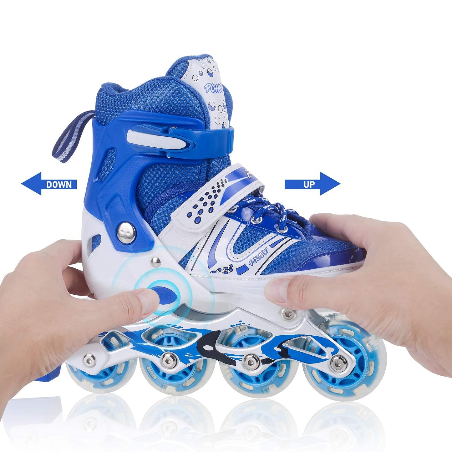 7554  Inline Skates With Led Flashing Light Wheel With Adjustable Length Skate Premium High Quality Skates Pair - Happy Price - Image 4