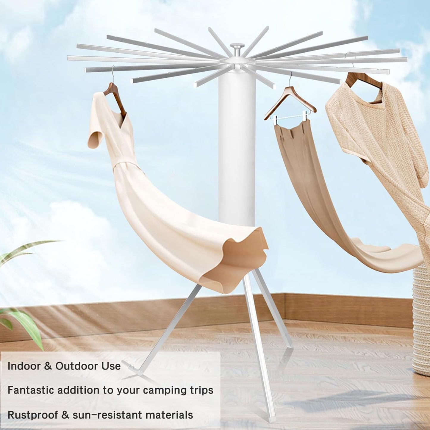 Foldable Rotary Clothes Drying Rack Stand (1 Pc) - Happy Price - Image 4