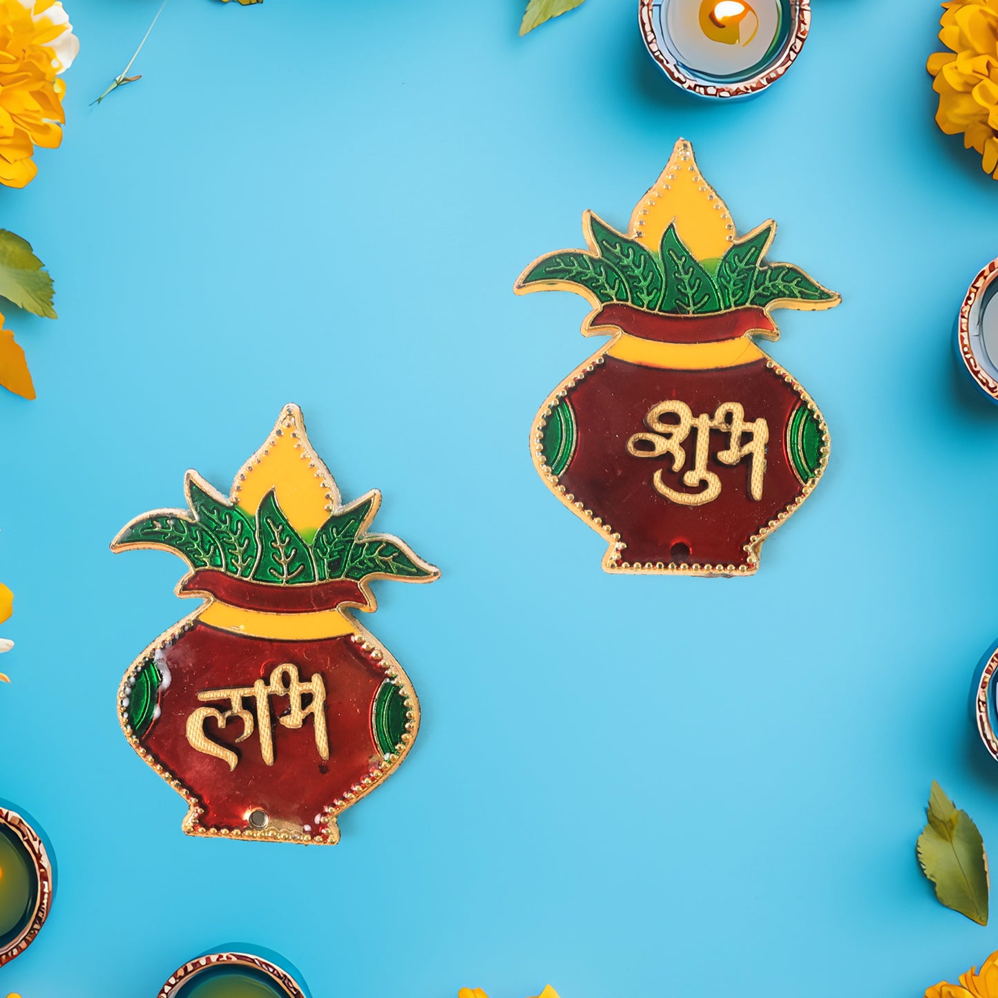 Set of 2 Shubh Labh Kalash Wall Hangings for Home & Temple Decor - Happy Price - Image 5