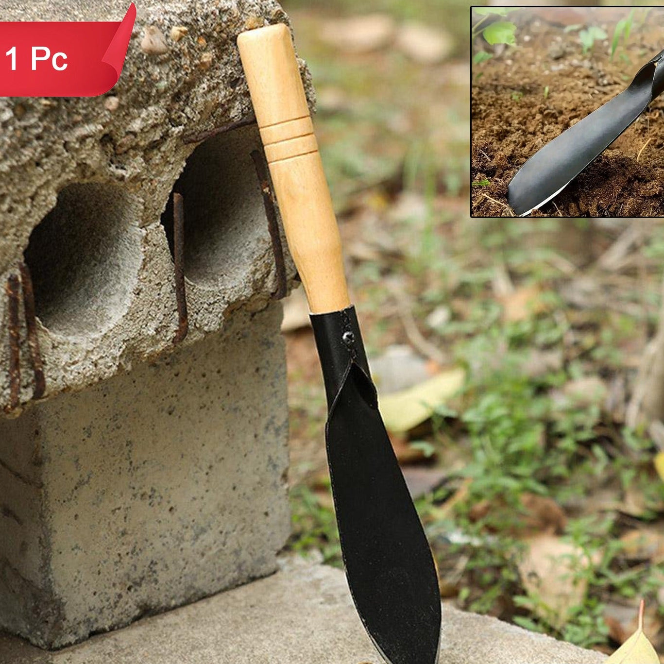 Durable Gardening Trowel with Wooden Handle - Metal Spade for Planting and Digging (1 Pc) - Happy Price - Image 1
