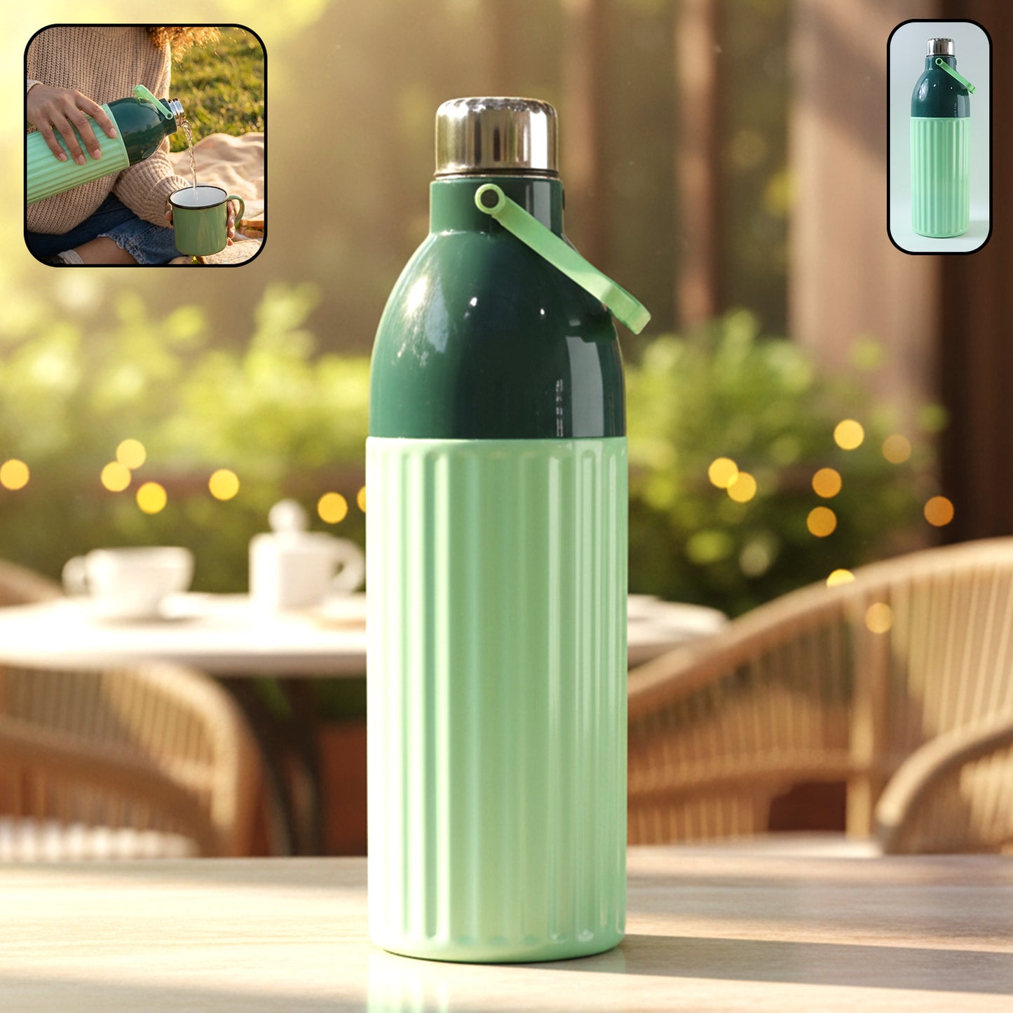 1700 ML Insulated Plastic Water Bottle with Steel Cap & Strap (1 Pc) - Happy Price - Image 2