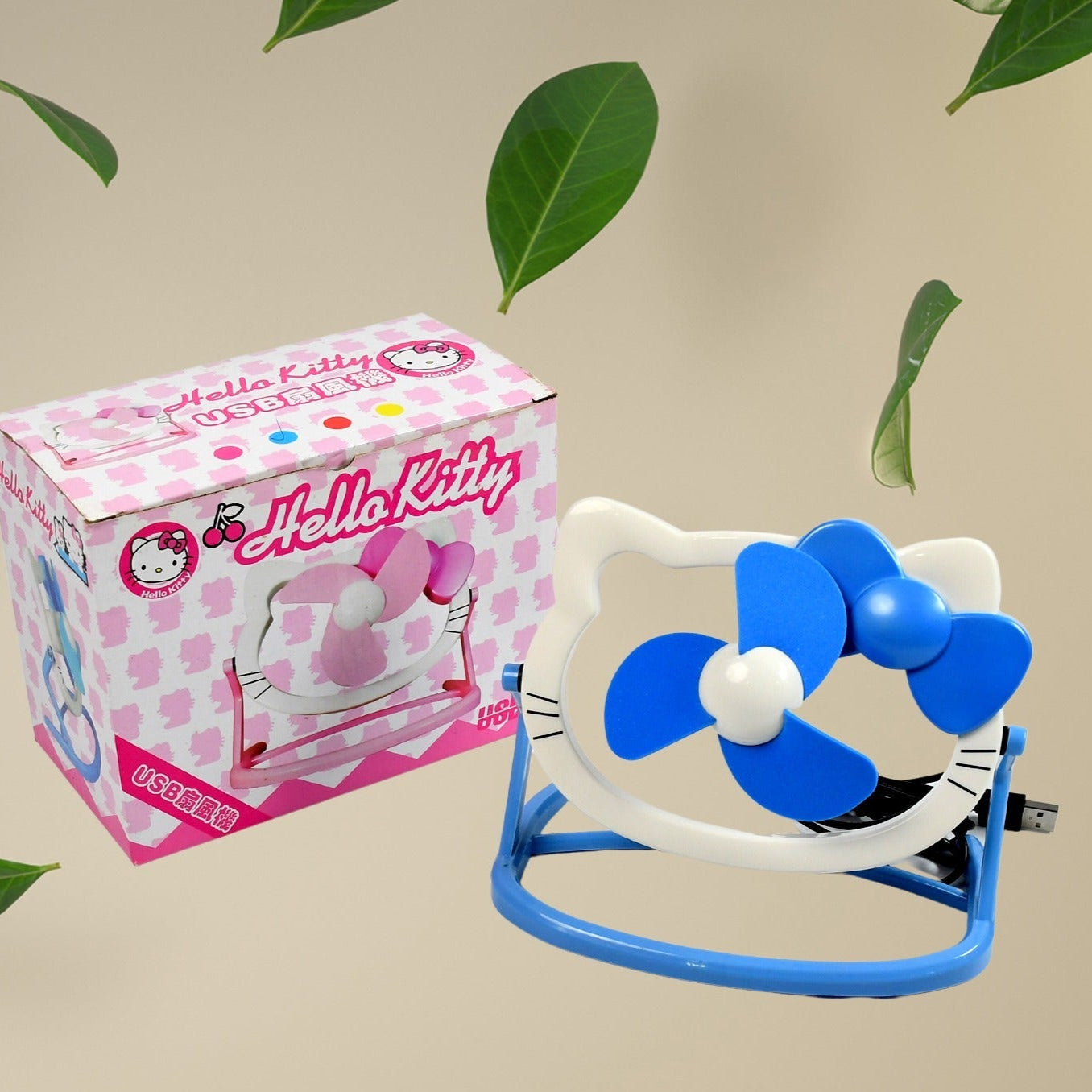 Hello Kitty Cartoon Fan Cute Bright Color Desktop Office Usb Mini Fan Personal Desktop Fan (Battery Not Include) - Happy Price - Image 1