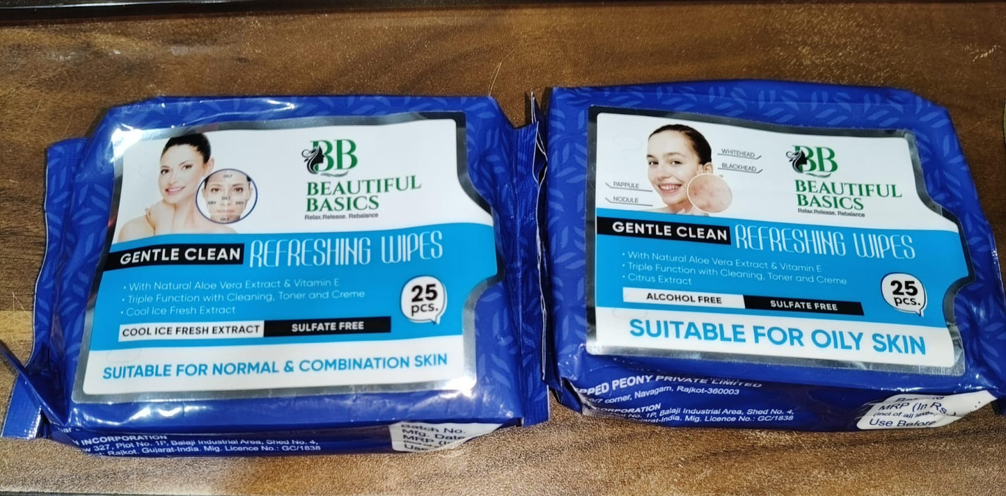 Beautiful Basics Normal  Oily Skin Face Wipes (2 Pkts X 50 Pcs Wipes) - Happy Price - Image 7