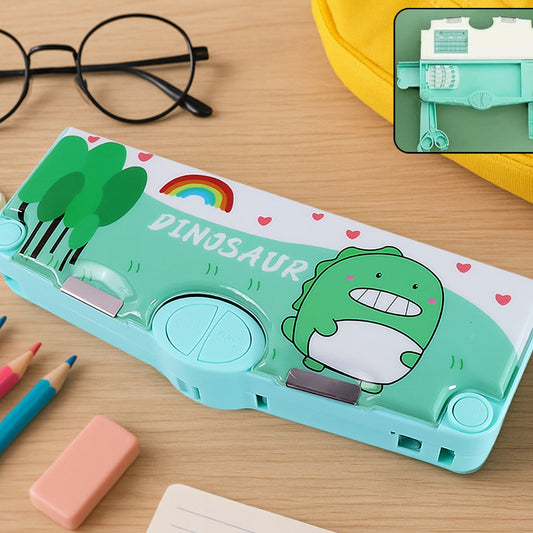 Space Theme Magnetic Pencil Box for Kids with Sharpener & Compartments - Happy Price - Image 1