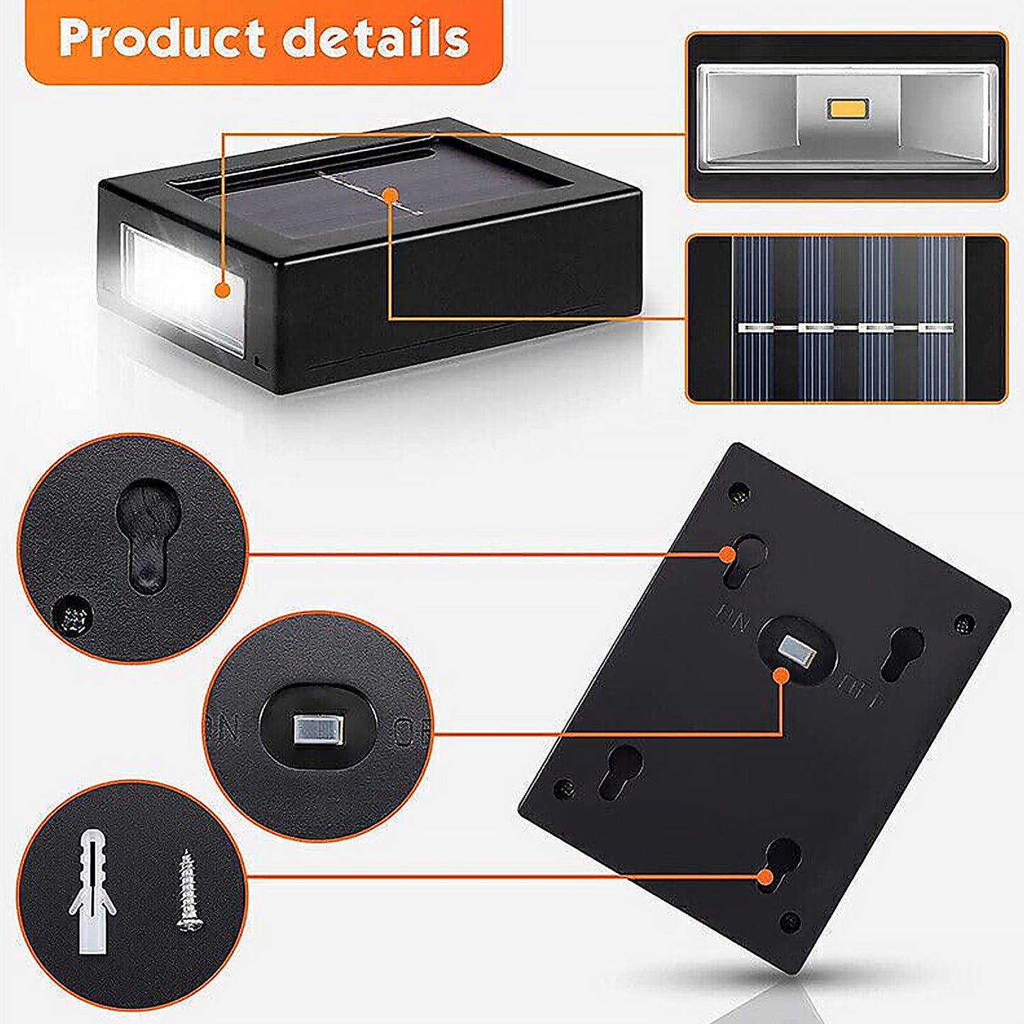 Solar Wall Lights Small Fence Lights Solar Powered Up Down Led Porch Light Garden Lights Outdoor Solar Landscape Lights Waterproof Light (1 Pc) - Happy Price - Image 3