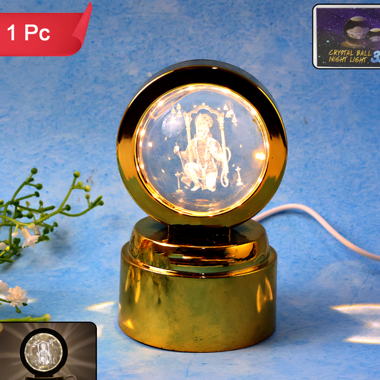 Bajrang Bali 3d Crystal Ball Night Light With Led Illumination (1 Pc)