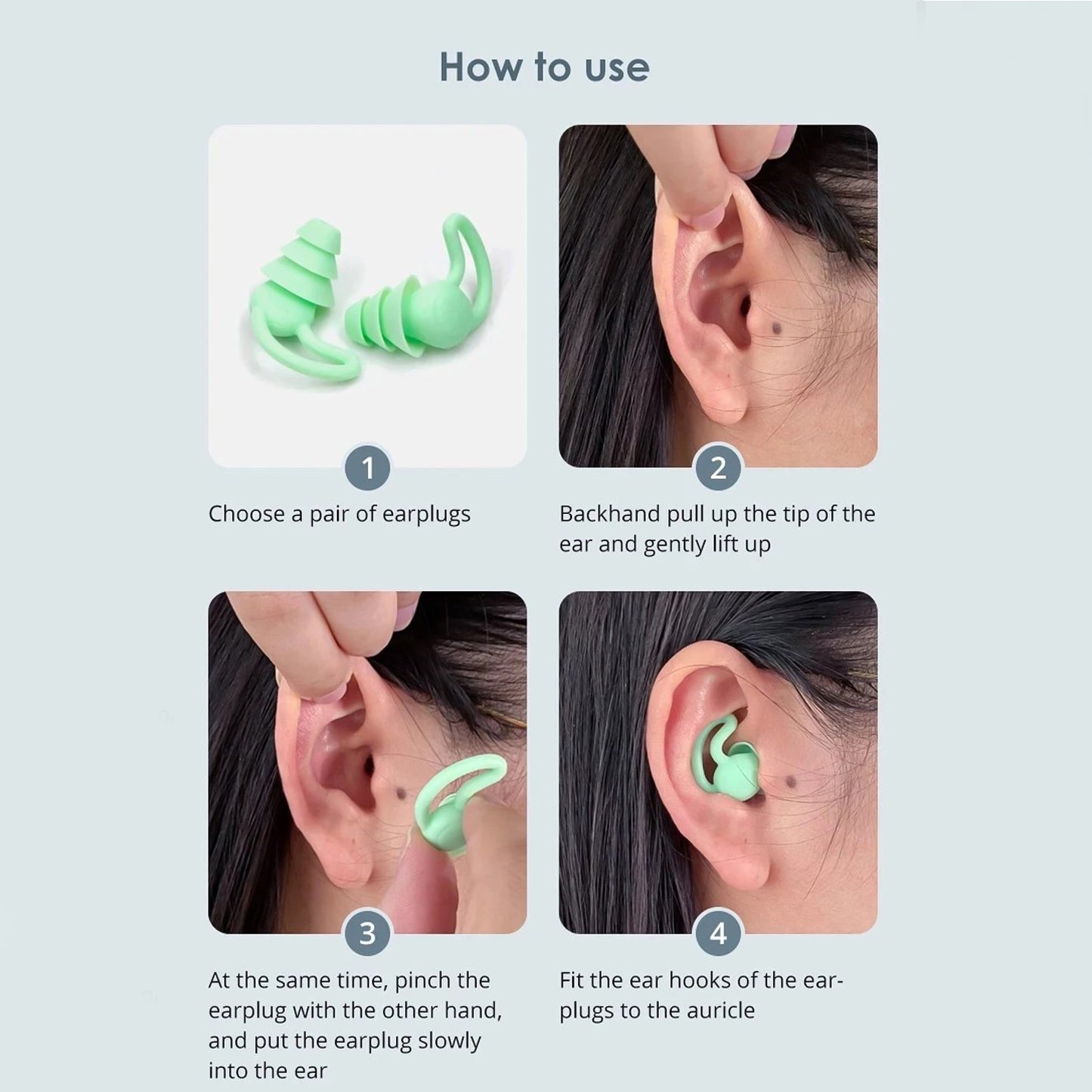 Soft Silicone Triple Layer Earplugs for Noise Reduction - 1 Pair with Case - Happy Price - Image 4