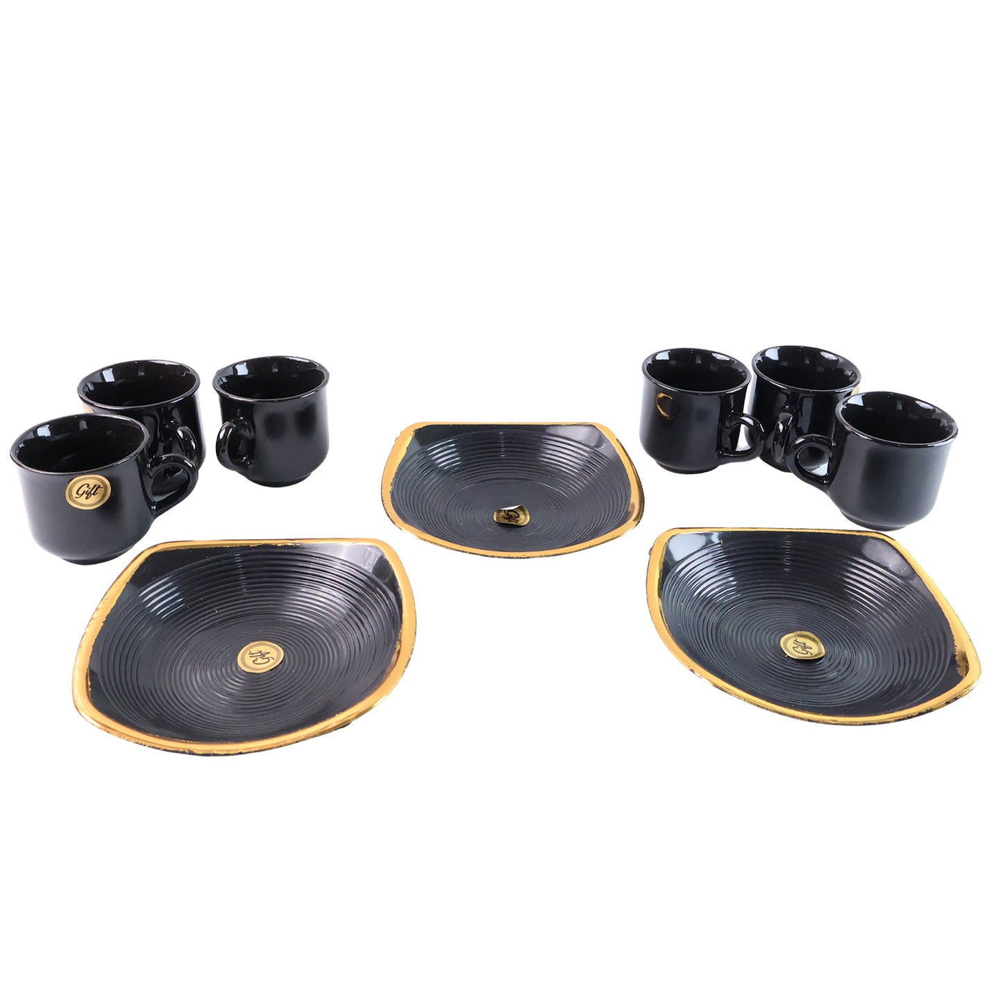 Ceramic Tea Cups and Seashell Bowls Set - 8 Pcs for Coffee, Milk, Breakfast & Gifts - Happy Price - Image 2