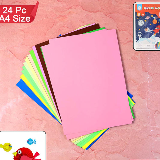 A4 Craft Paper Sheets - 24 Assorted Colors for Art Projects - Happy Price - Image 1