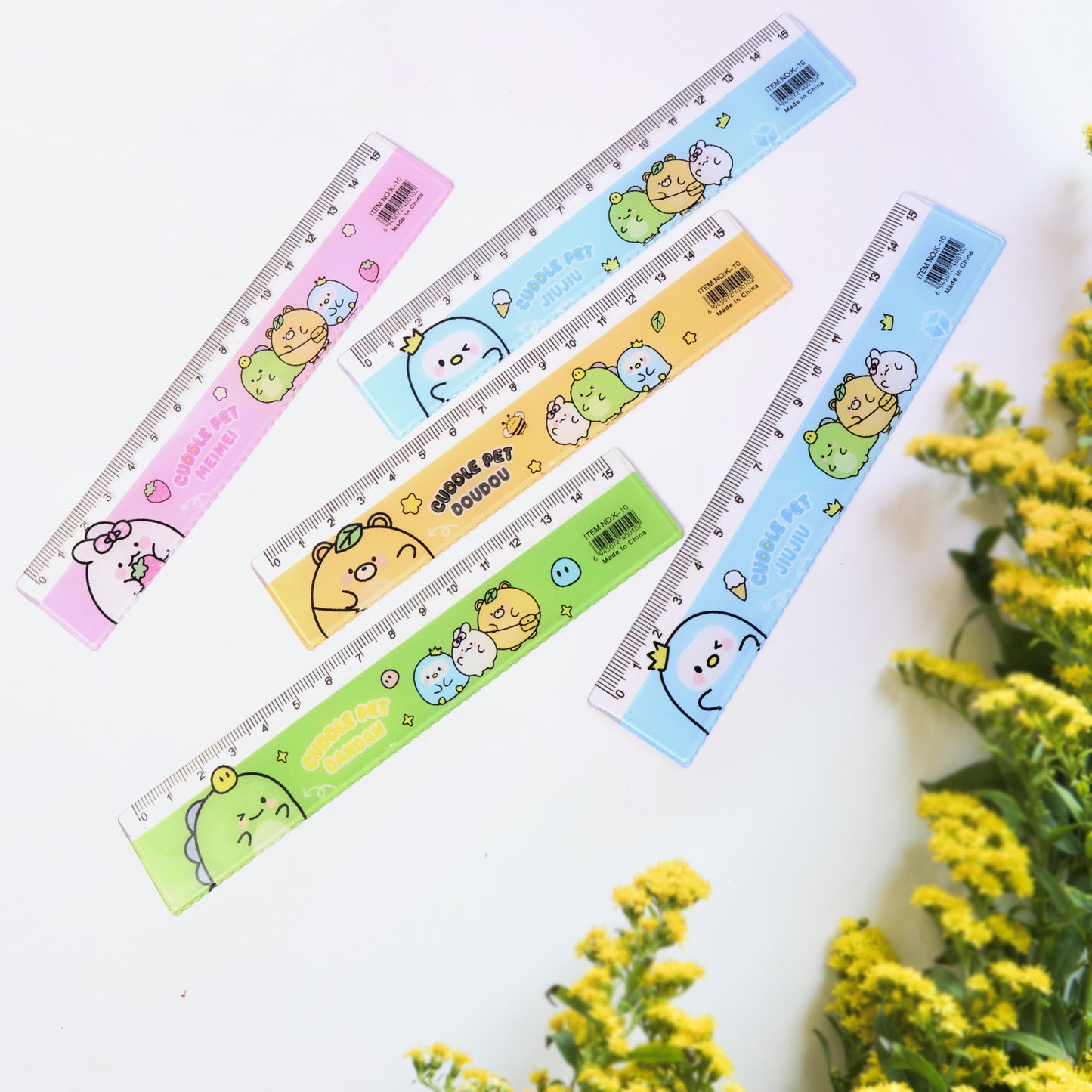 Cute Cartoon Plastic Ruler Set for Kids - 5 Piece School Stationery - Happy Price - Image 4