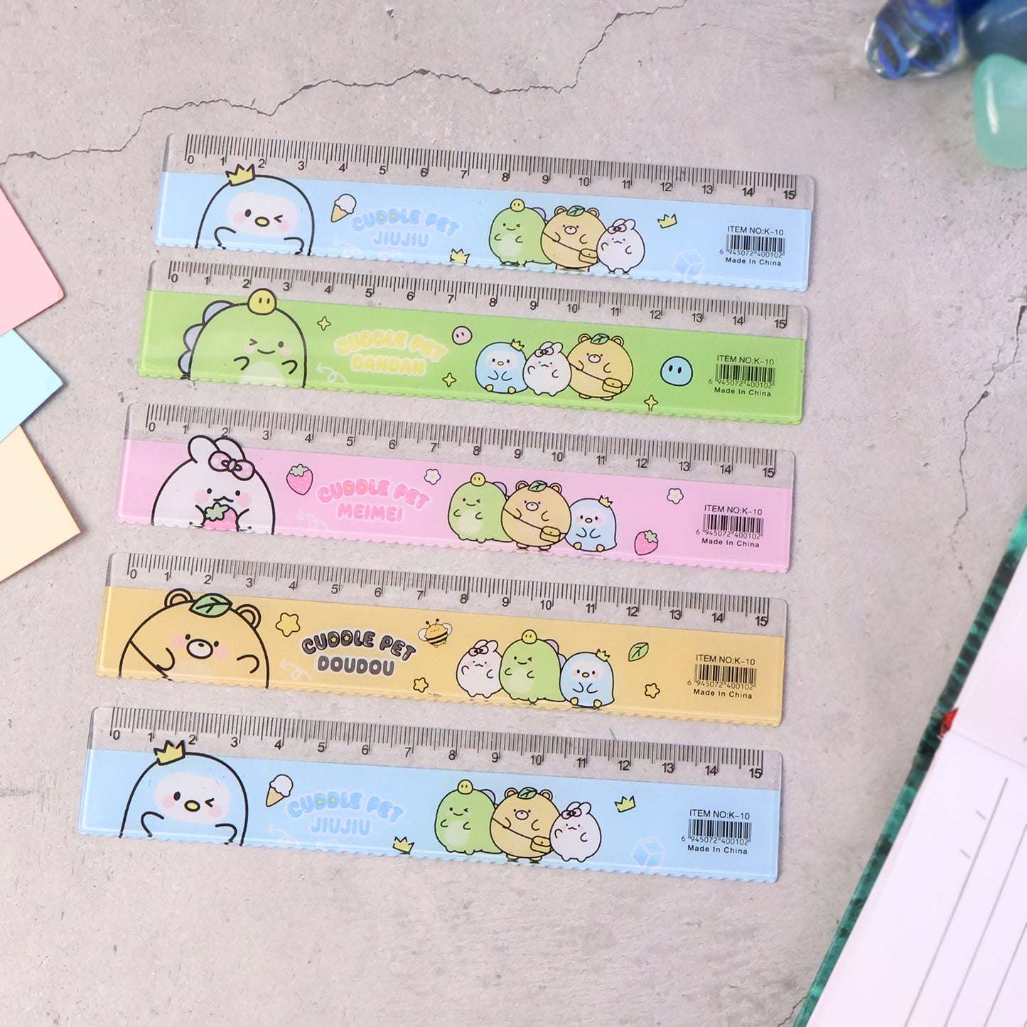 Cute Cartoon Plastic Ruler Set for Kids - 5 Piece School Stationery - Happy Price - Image 3