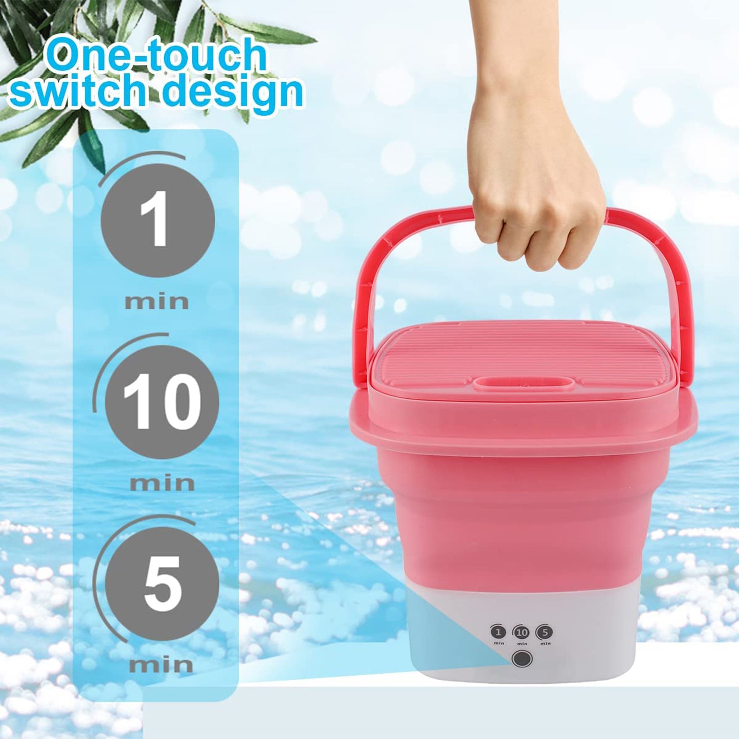 Foldable Electric Mini Washing Machine Bucket - Portable, USB Powered, 3 Timer Settings (1 Pc) - Happy Price - Image 6