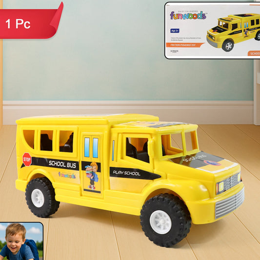 Friction-Powered School Bus Toy - Push & Go Vehicle (1 Pc) - Happy Price - Image 1
