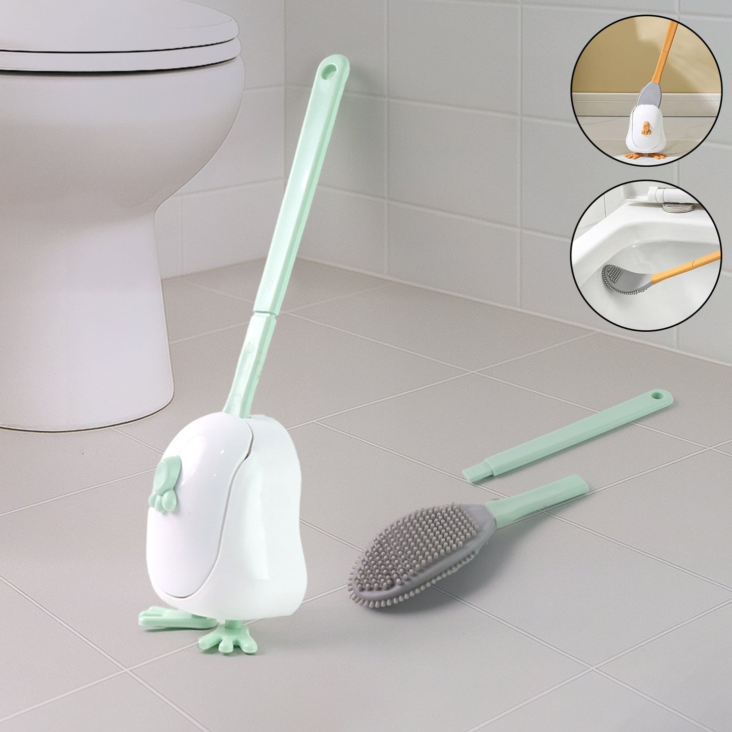 Flexible Silicone Toilet Cleaning Brush Set - Happy Price - Image 2