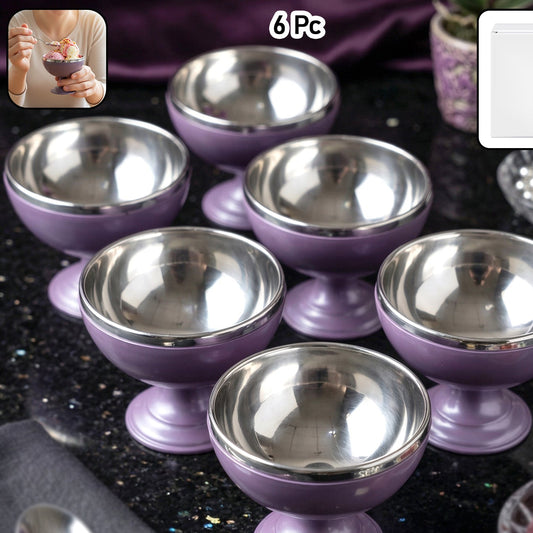 6 Pc Stainless Steel Dessert Bowl Cup Set With Stand