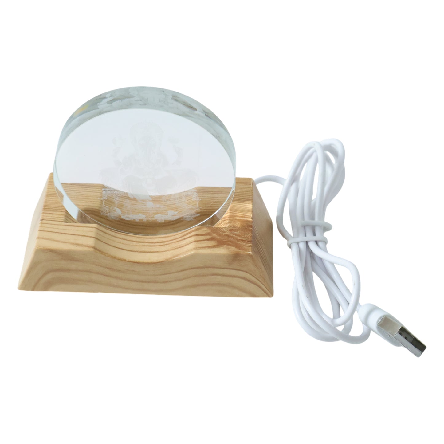 3D Ganesha Acrylic LED Night Lamp with Wooden Base - USB Powered - Happy Price - Image 4