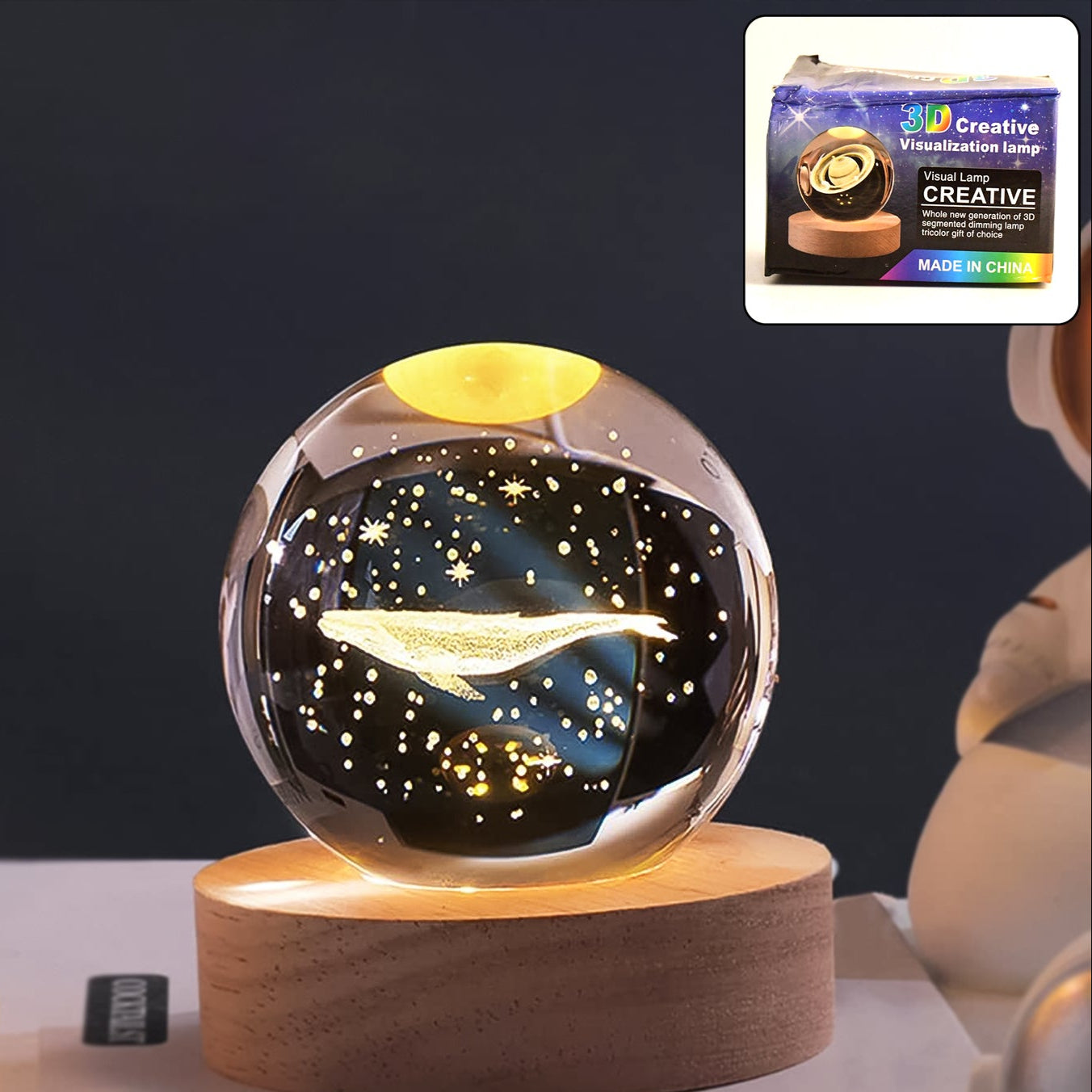 Fish 3d Crystal Ball Lamps With Base (1 Pc) - Happy Price - Image 1