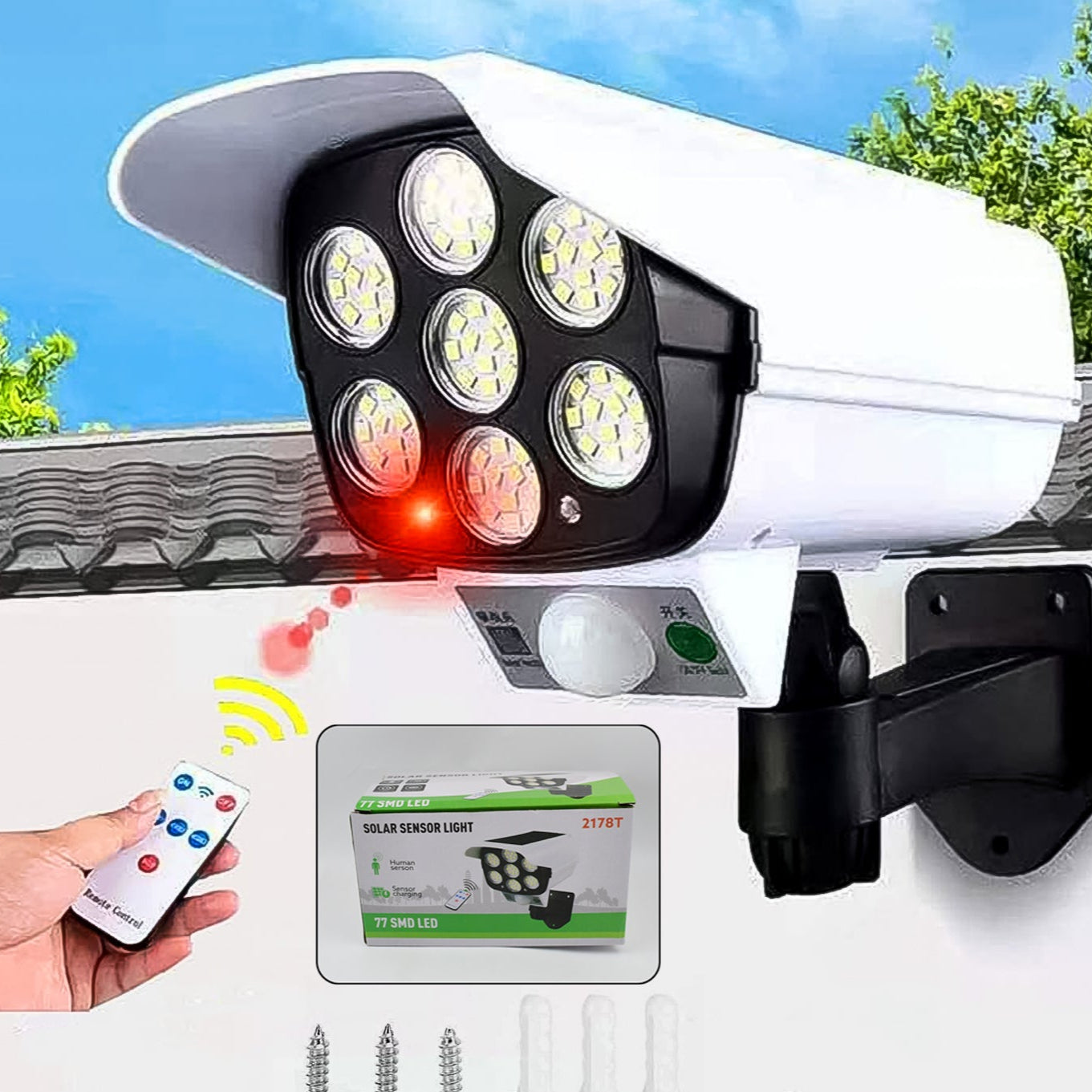 Solar Light Outdoor Motion Sensor Security Camera Shaped Dummy Wall Lamp (1 Pc) - Happy Price - Image 1