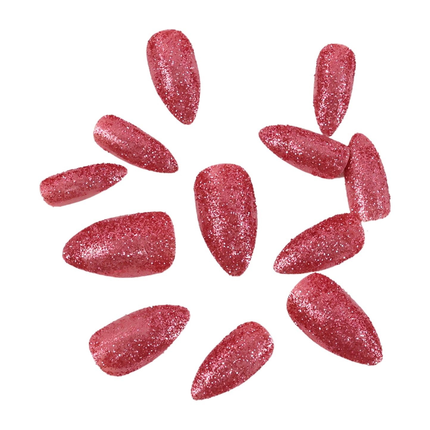 Glitter Press-On False Nails - 1 Set / 12 Pcs Artificial Nail Tips - Happy Price - Image 5