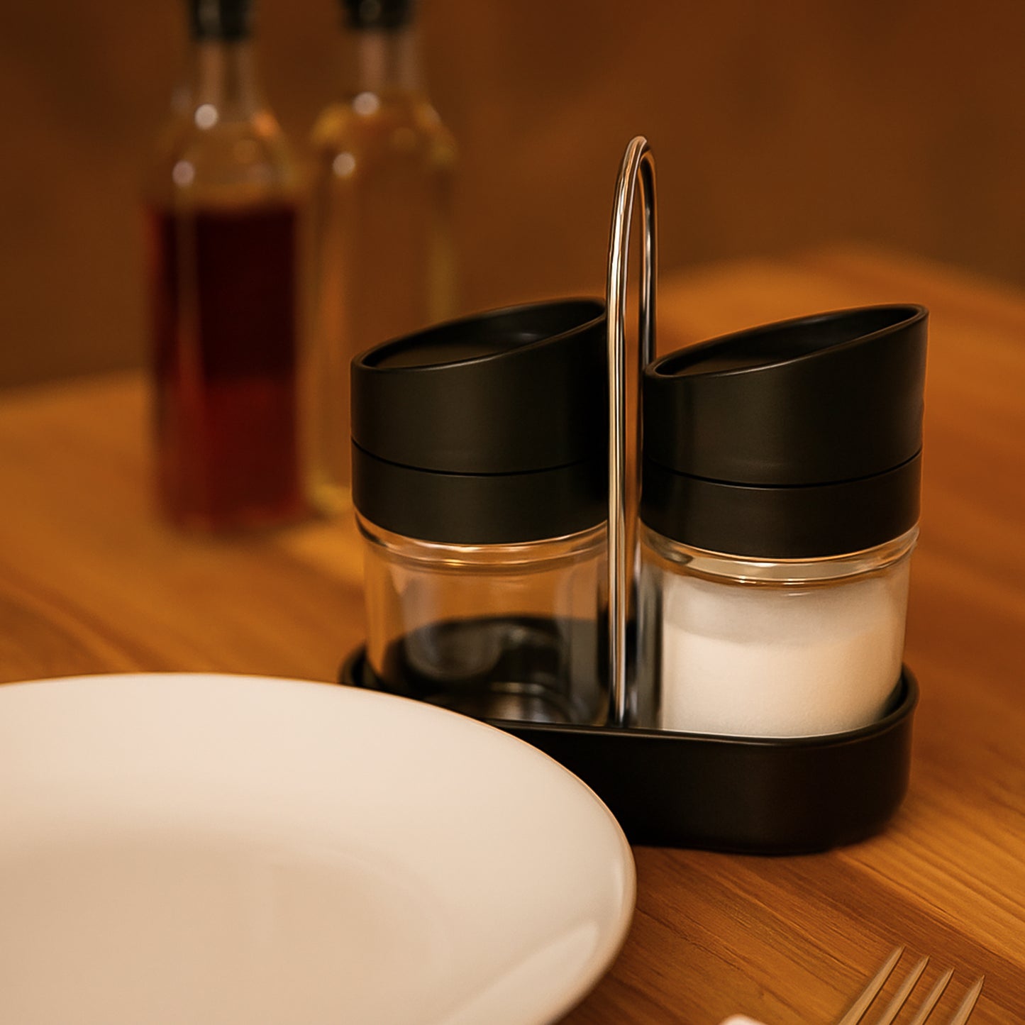 Apex Helix Salt N Pepper 2-piece Plastic Jar Set With Stand - Happy Price - Image 6