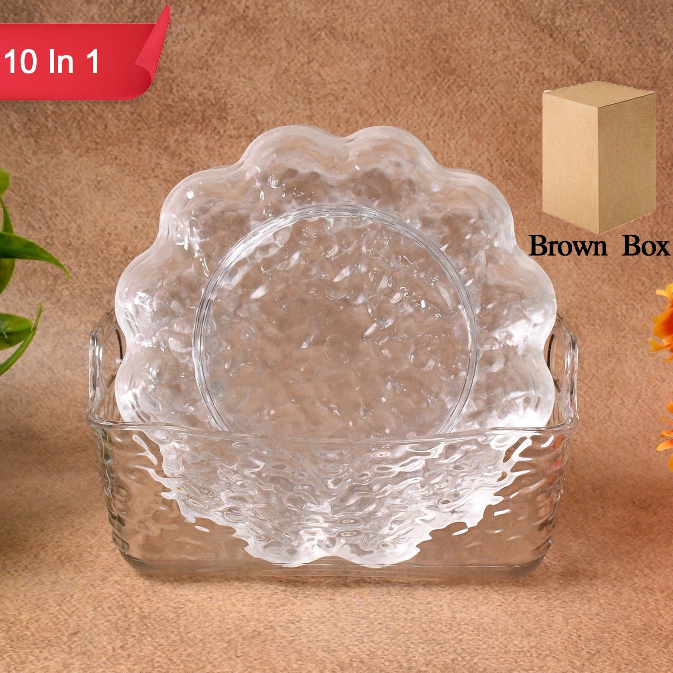Plastic Household Flower Design Plates Dinner Plates Dish Tray (10 Pcs Set) - Happy Price - Image 1