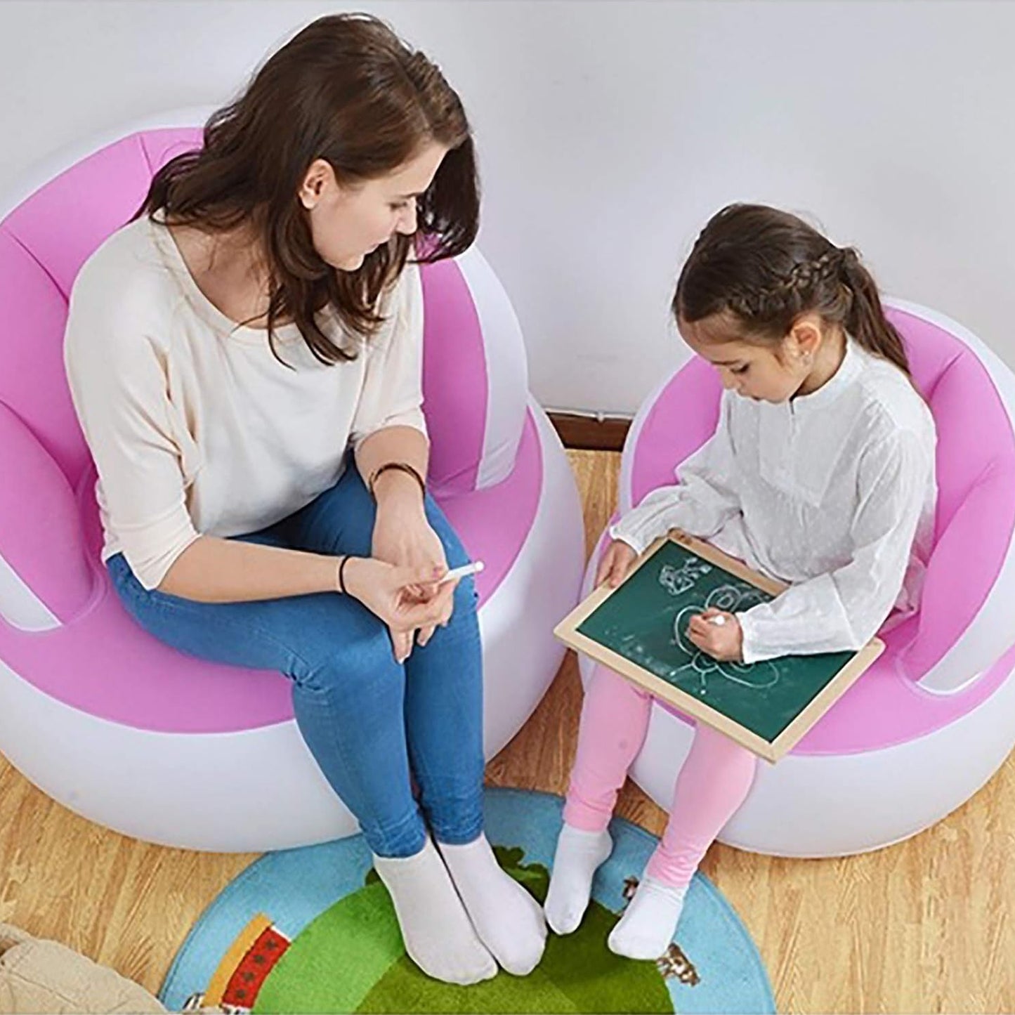 Kids Inflatable Sofa Chair With Backrest  Foot Air Pump With Hose (1 Set  85x74 Cm Approx) - Happy Price - Image 7