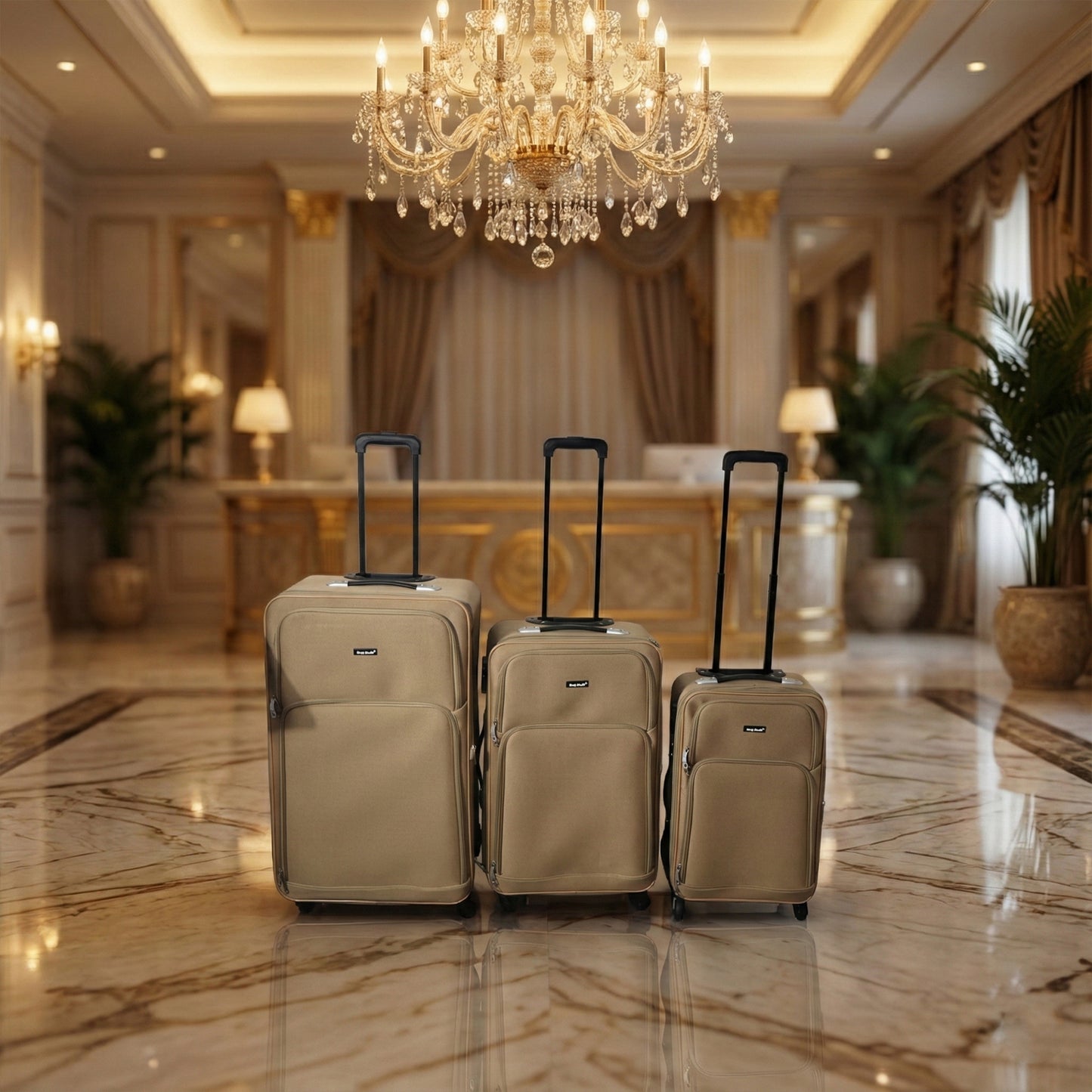 3 Piece Soft Side Trolley Luggage Set with Wheels - Happy Price - Image 3