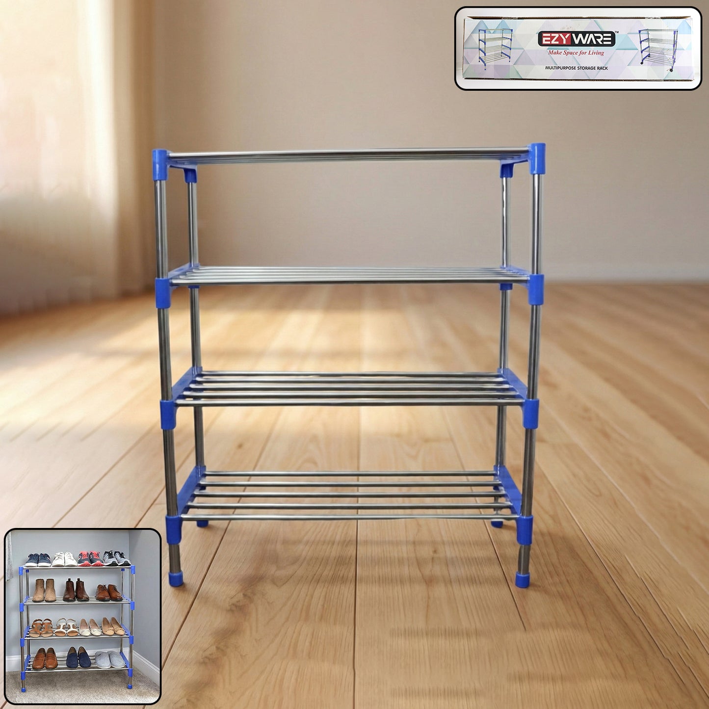 4-Tier Stainless Steel Shoe Rack Organizer for Home & Dorm - Happy Price - Image 7