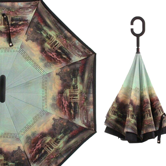 Printed Travel Windproof Umbrella (Reverse Umbrella) - Happy Price - Image 1