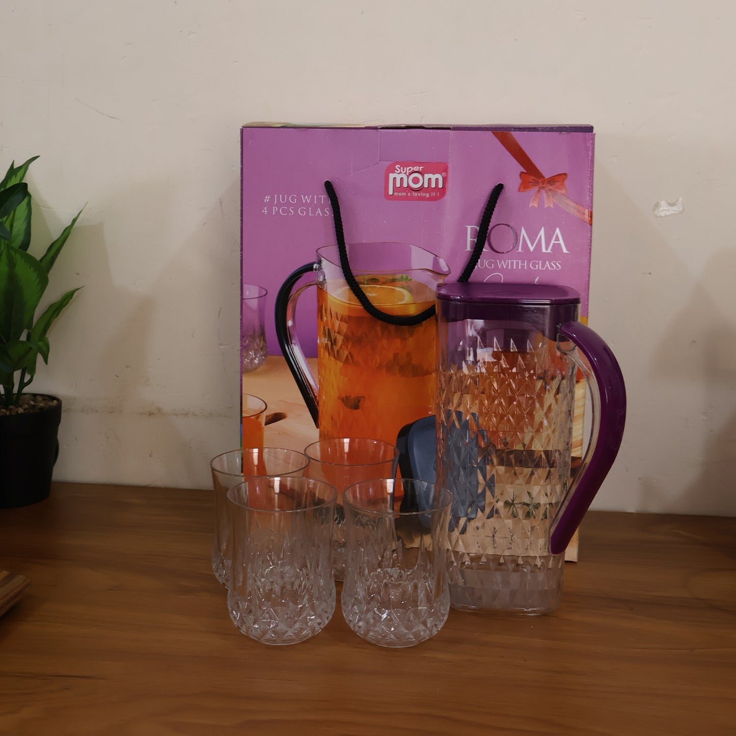Plastic Jug and Glass Set - 1.5L Pitcher with 4 x 300ml Tumblers (5 Pc Combo) - Happy Price - Image 3