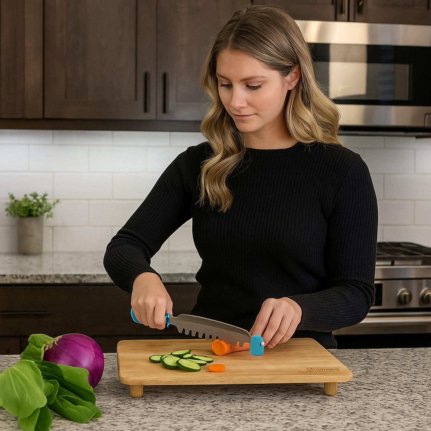 Happyprice Wooden Chopping Board with Knife (1 Pc Set) - Kitchen Prep Tool - Happy Price - Image 6