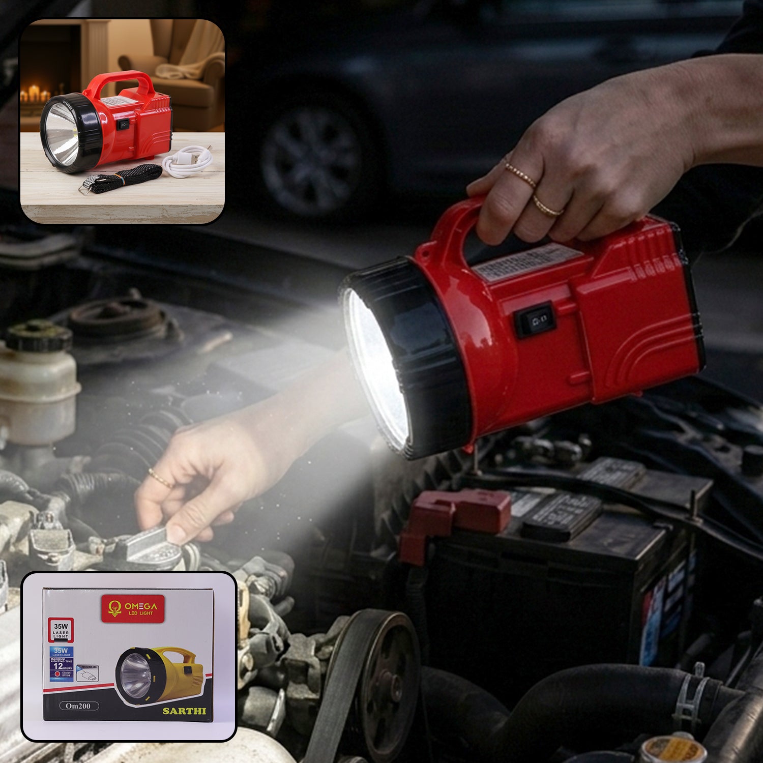 35W Rechargeable LED Emergency Torch Light with Long Range Beam - 1 Pc - Great Price - Image 1