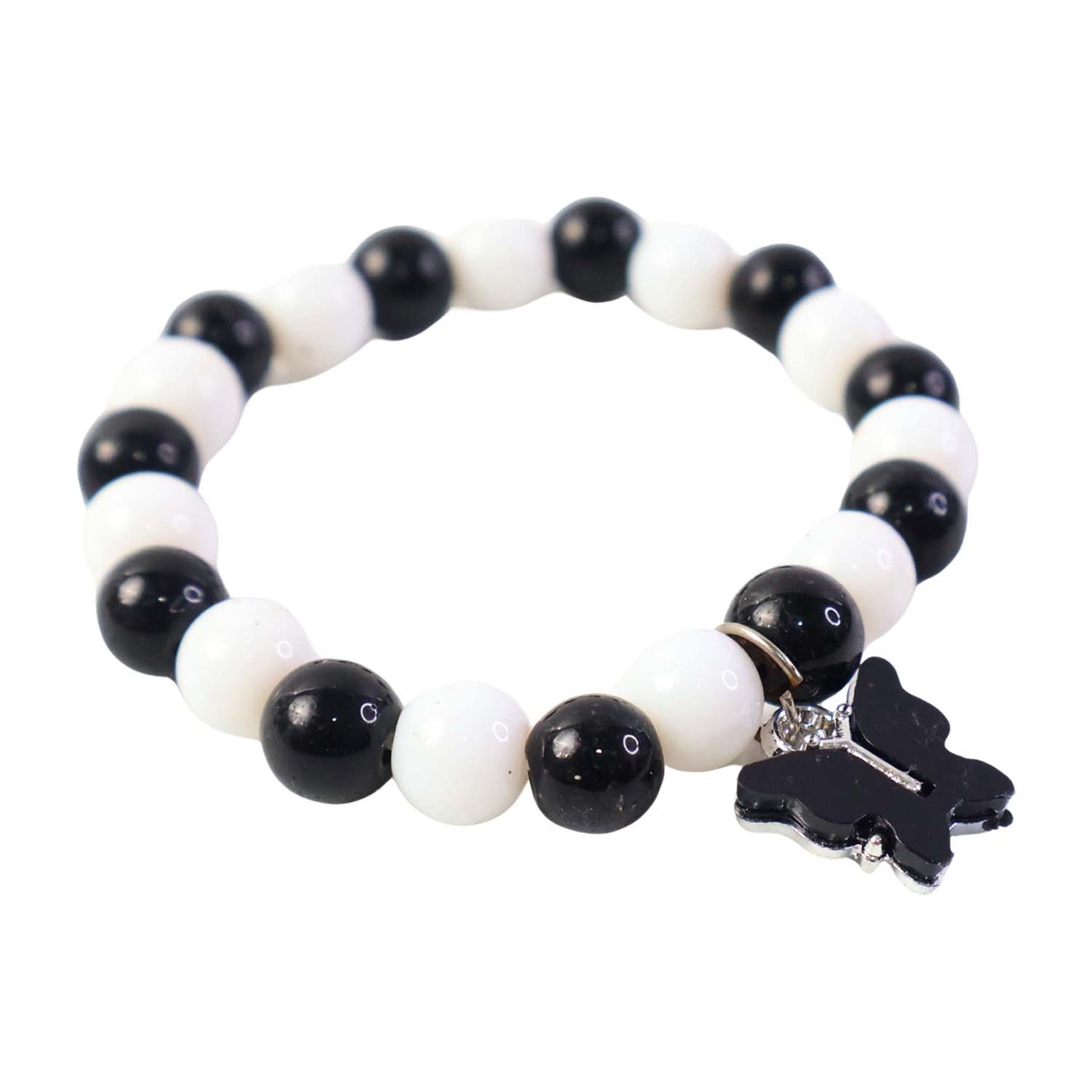 Black and White Beaded Bracelet with Cross Pendant (1 Pc) - Happy Price - Image 2